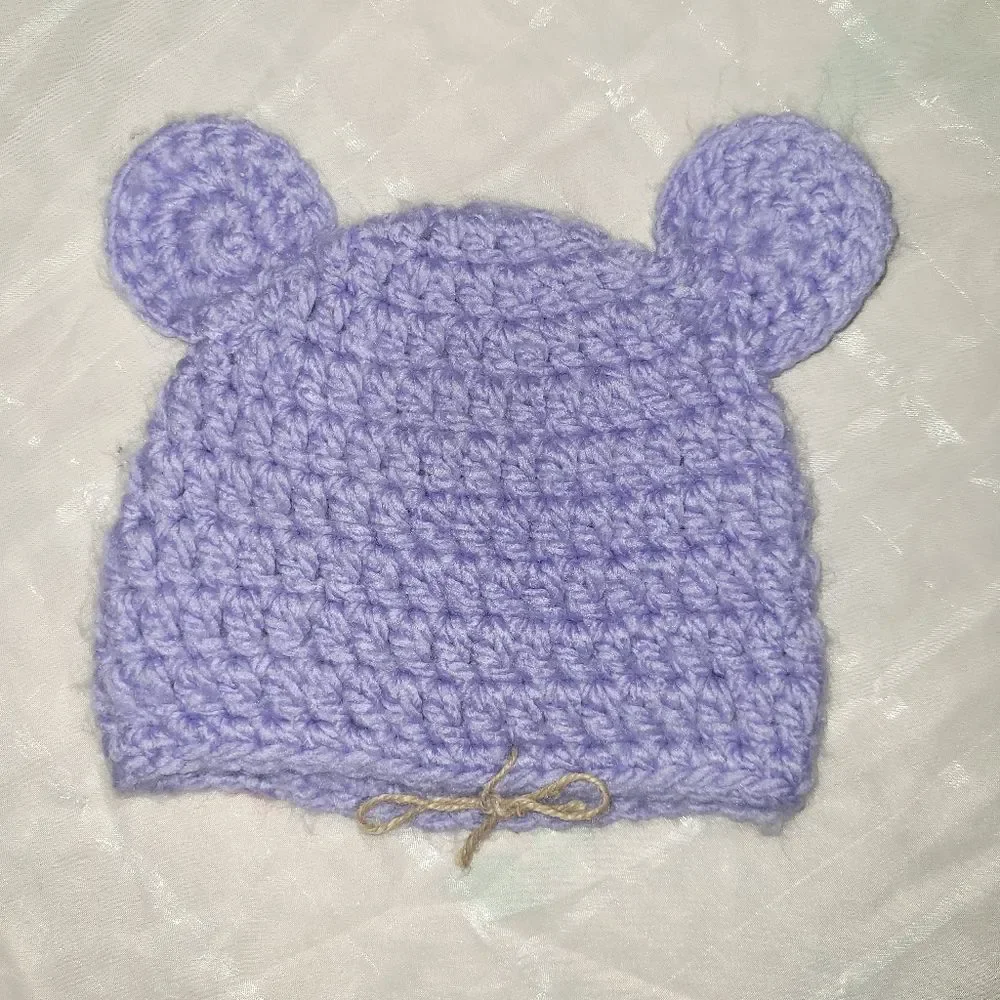 Hand knitted purple girls hats 2t